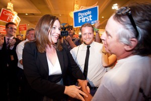 Catherine Fife shortly after claiming the K-W MPP seat. (Photo by Nick Lachance). 