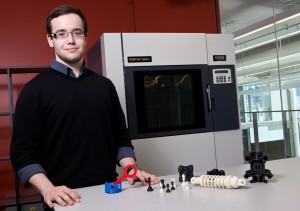 Jacob Matos, a first year, is an operator at the 3D Printing Centre. (Photo by Nick Lachance)