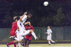 Men's soccer came back to tie against the Brock Badgers on Wednesday; host Guelph and Western this weekend. (Photo by Kha Vo)