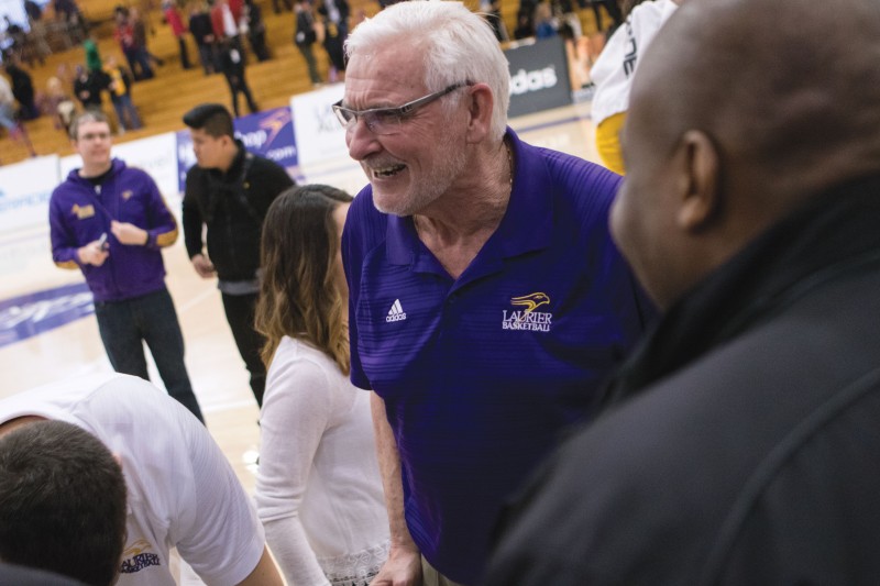 Peter Campbell coached his final home game of the season. His career comes to an end this year (Heather Davidson/ Laurier Alumna)